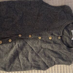 Zara Charcoal Knit Vest with Gold Button